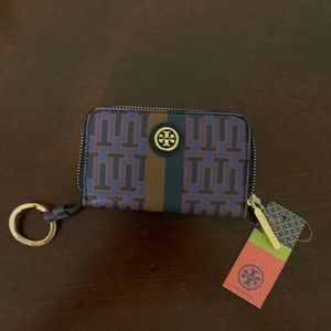 NWT TORY BURCH Authentic Rare Roslyn Pebbled Leather Zip Coin Case